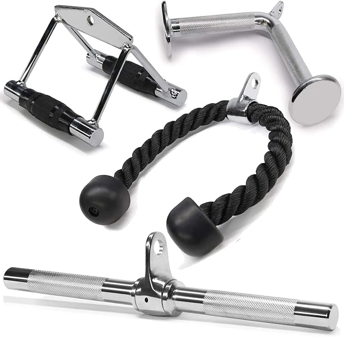 Yes4All Tricep Press Down Cable Machine Attachment Set, LAT Pulldown Attachment, Cable Machine