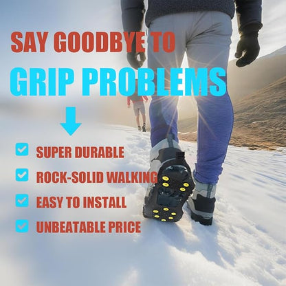 Ice Cleats for Shoes and Boots, Ice Snow Traction Cleats Grippers, Non Slip Shoe Ice Grippers,10