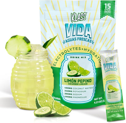 Electrolyte Drink Mix – Cucumber Limeade Agua Fresca Flavor | Sugar-Free Hydration Powder with