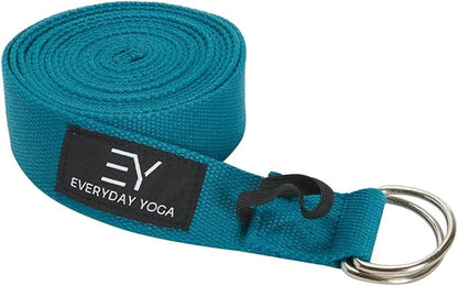 Everyday Yoga Super Strong Strap with Metal D-ring Buckle - Improve Flexibility, Stretching, and