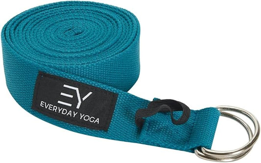 Everyday Yoga Super Strong Strap with Metal D-ring Buckle - Improve Flexibility, Stretching, and