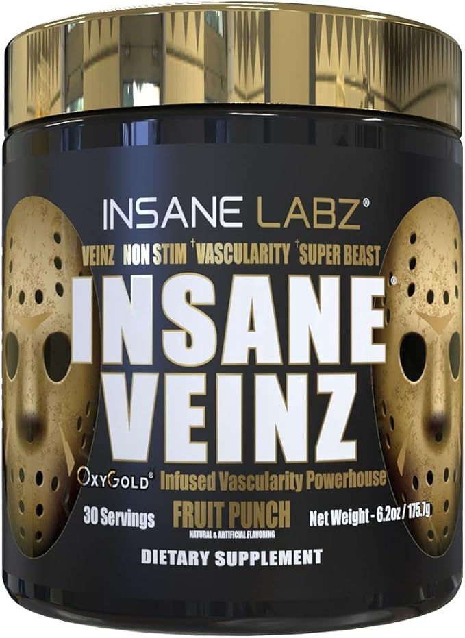 Insane Labz Insane Veinz Gold, Nitric Oxide Non Stimulant pre Workout Powder, Loaded with Hydromax