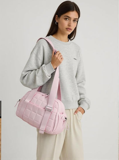 CAMTOP Mini Gym Bag for Women, Small Gym Tote Bag Puffy Quilted Sports Duffel Bag with Wet