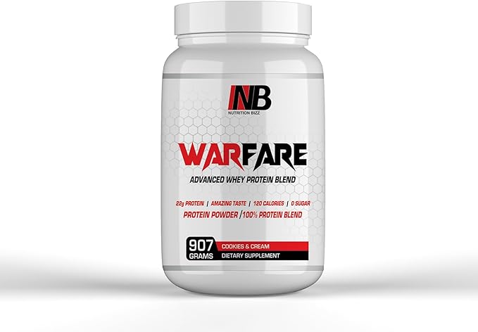 Warfare 2 lbs Advanced Whey Protein Blend 22g Protein per Serving Amazing Flavors (2 lbs, Cookies