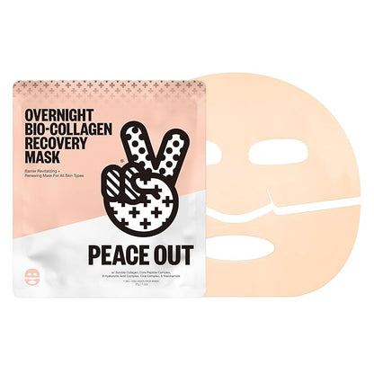 PEACE OUT Skincare Overnight Bio-Collagen Recovery Hydrating Face Mask to Calm Skin Irritation