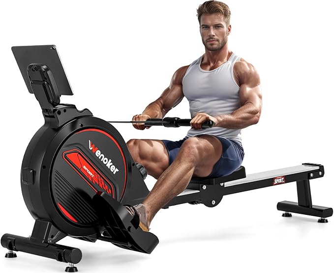 Rowing Machine,Wenoker Magnetic Rower Machine for Home,App Supported 350 LB Weight Capacity, Smooth