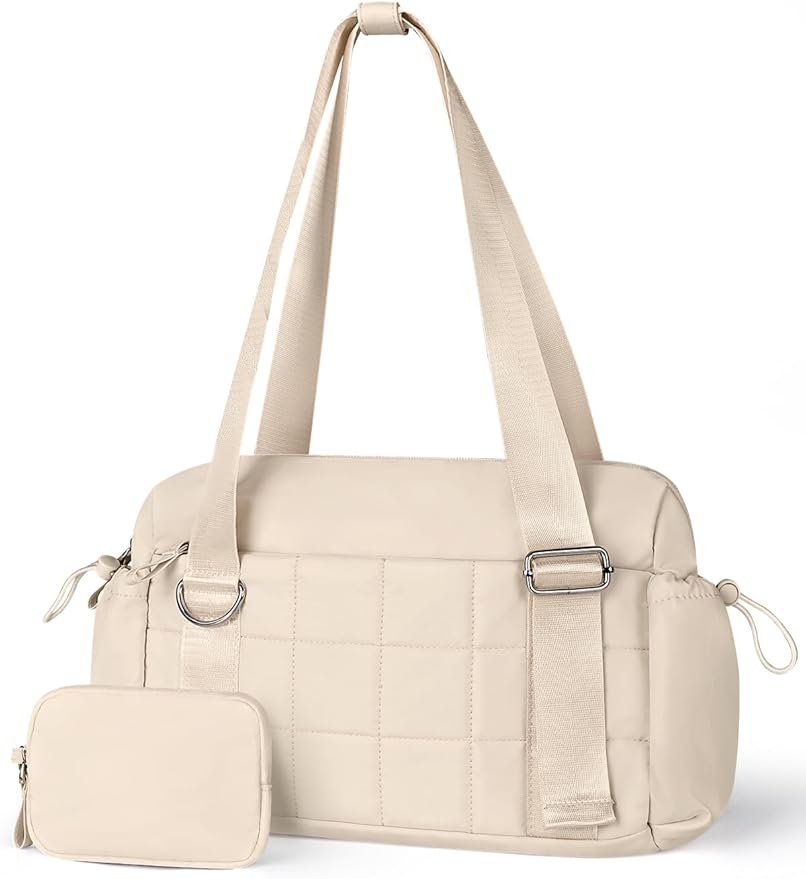 VUUDH Puffy Mini Gym Bag for Women, Carry On Multi-Pocket Water-Resistant Duffel, Lightweight