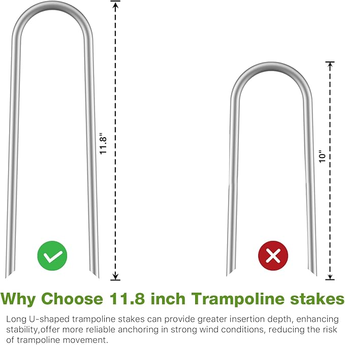 Heavy Duty Trampoline Stakes Anchors High Wind U Type Sharped Ends Safety Ground Anchors Galvanized