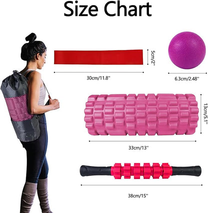 5 in 1 Foam Roller Set, Trigger Point Foam Roller Patented, Massage Stick, Massage Ball, Resistance