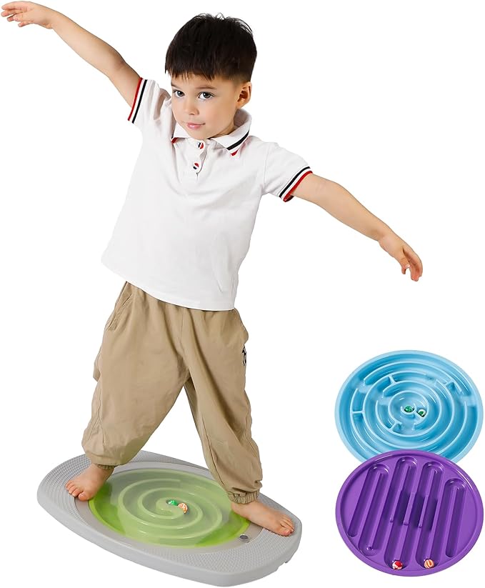 Balance Board Kids, Toddler Balance Board Maze, Wobble Board with 6 Colored Balls,3 Replacement