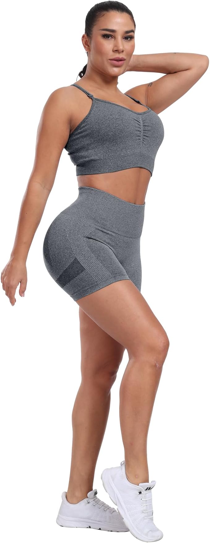 CHRLEISURE Women's 4 Packs Workout Gym Shorts, High Waisted Butt Lifting Scrunch Butt Seamless