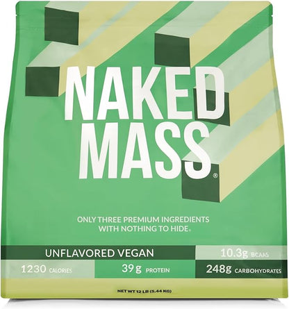 NAKED Vegan Mass - Natural Vegan Weight Gainer Protein Powder - 1,230 Calories, Non-GMO, Soy &