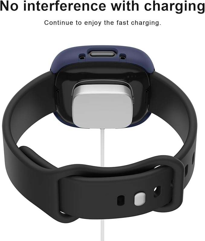Vancle Case for Fitbit Versa 4 / Fitbit Sense 2, 4-Pack Screen Protector Tempered Glass Full Around