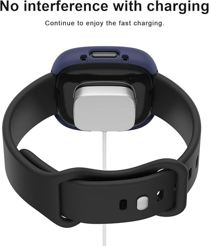 Vancle Case for Fitbit Versa 4 / Fitbit Sense 2, 4-Pack Screen Protector Tempered Glass Full Around