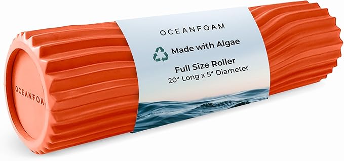 Oceanfoam Tidal Roller - Orange - Muscle Massage Foam Roller for Back Pain & Stretching - Firm and