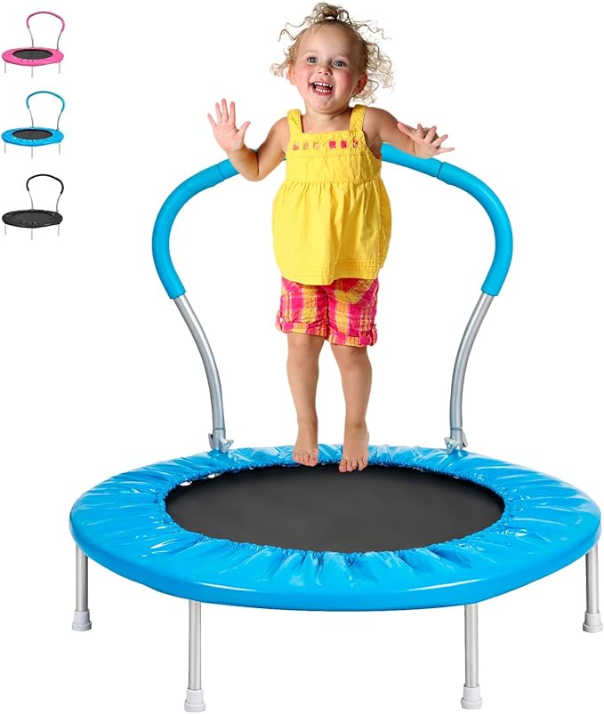 36-Inch Kids Trampoline with Handle - Indoor Mini Tranpoline for Toddlers, Small Fitness Rebounder