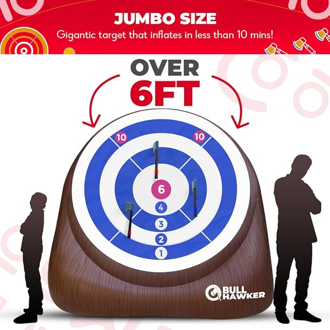 Swooc Games® - Bull Hawker™ | Giant Axe Darts (Over 6ft Tall) w/ 15+ Games | Axe Throwing Game for