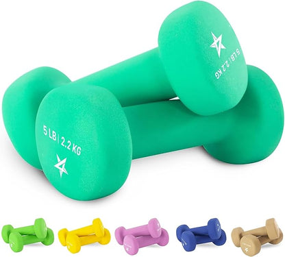 Yes4All Neoprene Coated Dumbbell Hand Weight Sets of 2 - Multiple Weight Options with 15 Colors