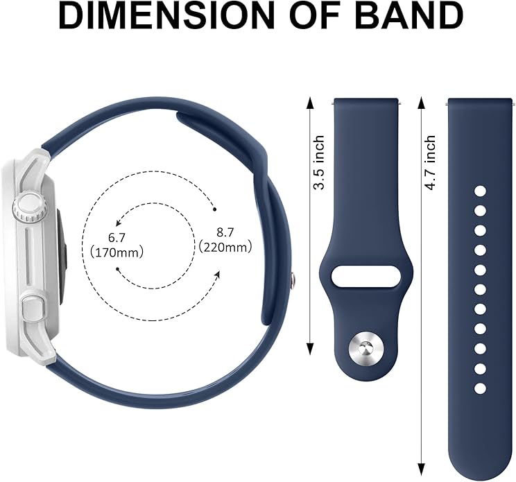 Amzpas Silicone Band for Coros PACE 2/ APEX 42mm/ APEX 2, 20mm Quick-Release Replacement Wristband
