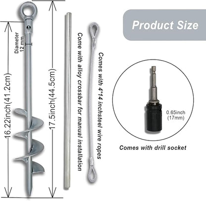 18 inch Ground Anchor Heavy Duty Earth Anchors Set Screw in for Mobile Home, Swing, Tent Trampoline