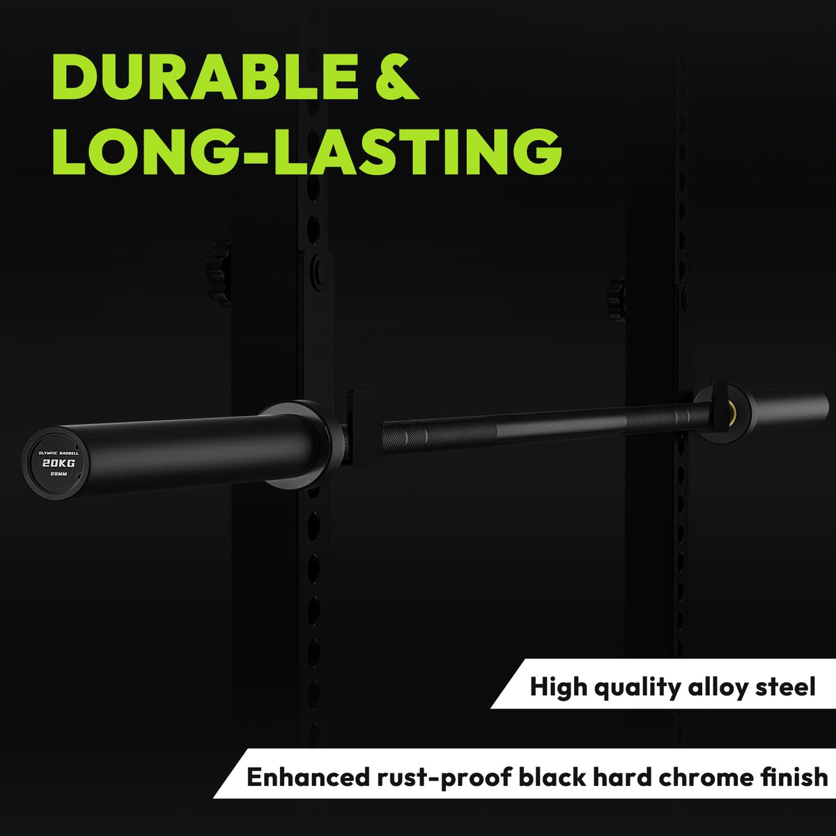HANDBODE 7 ft Olympic Barbell, 45 lb Bar, 2-Inch Sleeves, Black