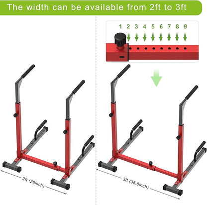 SELEWARE Heavy Duty Dip Bar, Adjustable Width & Height Dip Station Home Gym Fitness Equipment