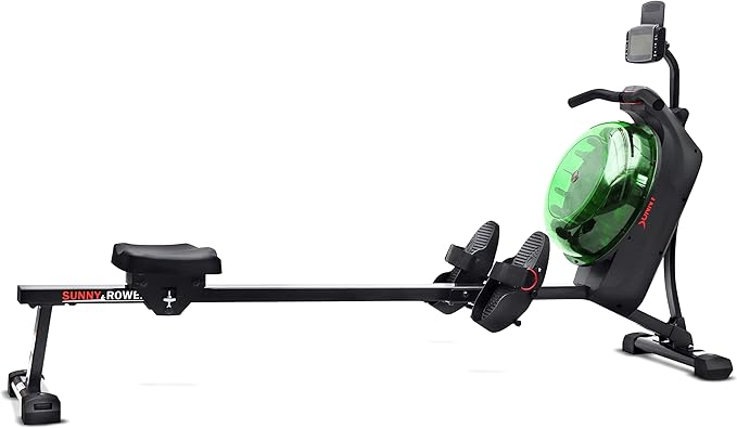 Sunny Health & Fitness Elite Water Rowing Machine with High Dynamic Resistance Vertical Tank