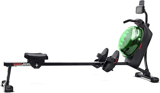 Sunny Health & Fitness Elite Water Rowing Machine with High Dynamic Resistance Vertical Tank