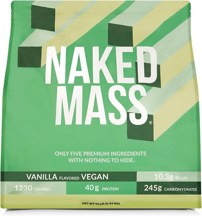 NAKED Vegan Mass - Vanilla Vegan Weight Gainer - 1,230 Calories, Non-GMO, Soy & Gluten Free, No