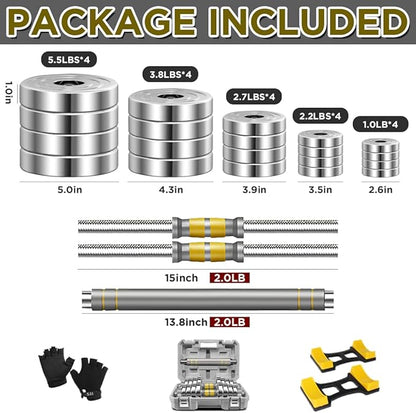 PHOEROS Adjustable Dumbbell Set - 44/66/88 LBS weights set, Dumbbell Barbell 3 in 1, Steel