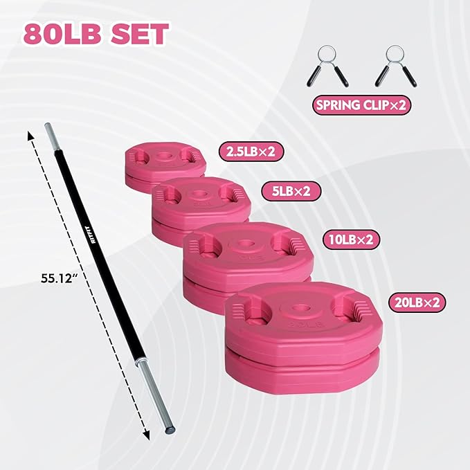 RitFit Adjustable Barbell Weight Set for Weightlifting and Strength Training in Home&Gym