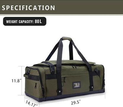 Large Duffle Bag for Travel - Men & Women, Foldable Gym Duffle Backpack, Heavy Duty Tactical