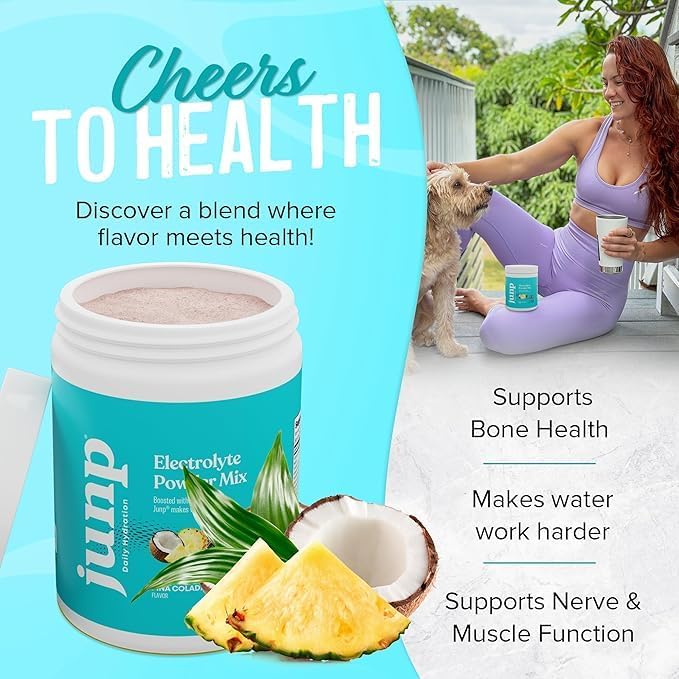 JUNP Electrolytes Powder No Sugar No Carbs – Pina Colada Coconut Pineapple Drink Mix - Potassium &