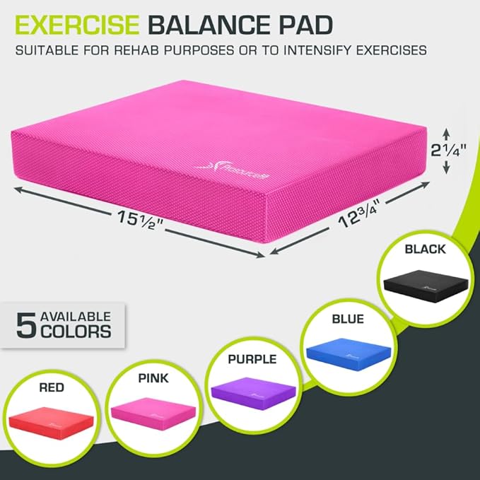 ProsourceFit Exercise Balance Pad – Non-Slip Cushioned Foam Mat & Knee Pad for Fitness and