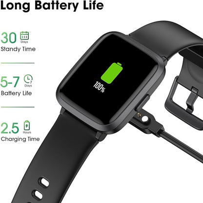 Fitness Tracker, Fitness Watch with Blood Oxygen, Blood Pressure & Heart Rate Monitor, Steps