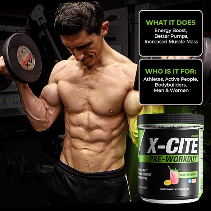 X-CITE Pre-Workout by ATHLEAN-X - Enhanced Formula with Beta-Alanine, Creatine & Caffeine for