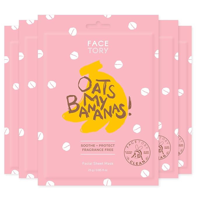 FACETORY K Beauty Face Mask Skin Care - OATS MY BANANAS CALMING Sheet Mask with Oat Extract | Milky