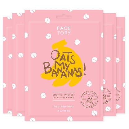 FACETORY K Beauty Face Mask Skin Care - OATS MY BANANAS CALMING Sheet Mask with Oat Extract | Milky