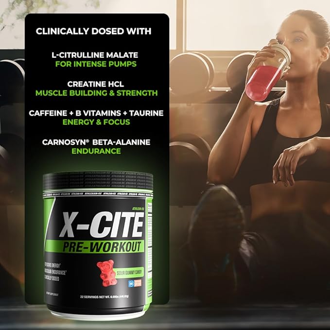 X-CITE Pre-Workout by ATHLEAN-X - Enhanced Formula with Beta-Alanine, Creatine & Caffeine for