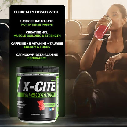 X-CITE Pre-Workout by ATHLEAN-X - Enhanced Formula with Beta-Alanine, Creatine & Caffeine for