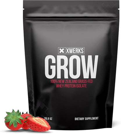 Xwerks Grow 100% New Zealand Grass Fed Whey Protein, 25g Pure Isolate Protein Powder Per Serving