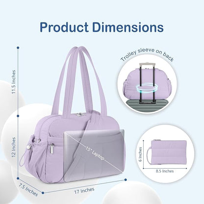 TOPDesign Travel Duffel Bag for Women, Puffer Gym Bag Sports Tote with Wet Pocket, Carry On