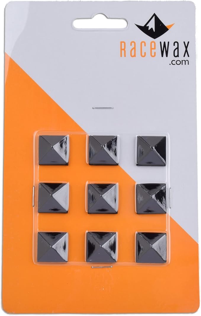 RaceWax Full Set of Nine Metal Pyramid Studs Stomp Pad 9 Black - (PC-2990)