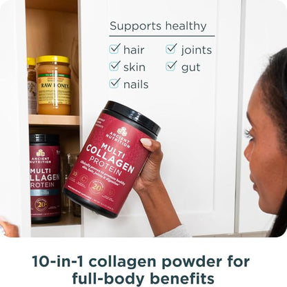 Ancient Nutrition Hydrolyzed Collagen Peptides Powder, Unflavored Multi Collagen Powder Packets for