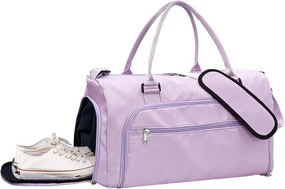 woogwin Small Gym Bag for Men & Women with Shoes & Wet Compartment Waterproof Duffle Bag for Travel