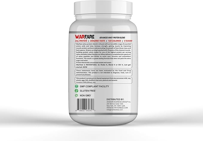 Warfare 2 lbs Advanced Whey Protein Blend 22g Protein per Serving Amazing Flavors (2 lbs, Cookies