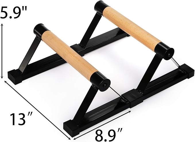 TOPZEA Wood Push Up Bars, Solid Wooden Parallettes Bars with Sturdy Steel Bracket Anti-slip