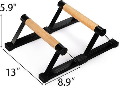 TOPZEA Wood Push Up Bars, Solid Wooden Parallettes Bars with Sturdy Steel Bracket Anti-slip
