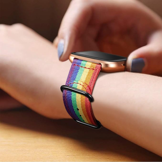 FINTIE Bands Compatible with Fitbit Versa 2/1 / Lite Edition, Soft Nylon Replacement Strap