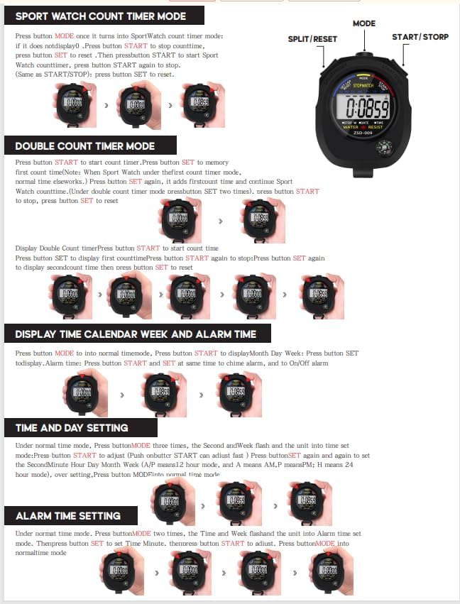 2 Pack Multi-Function Electronic Digital Sport Stopwatch Timer, Large Display with Date Time and